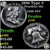 Image 1 : Proof 1956 Type 2 Franklin Half Dollar 50c Grades GEM+ Proof