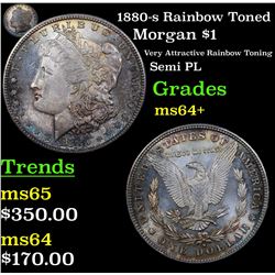 1880-s Rainbow Toned Morgan Dollar $1 Grades Choice+ Unc