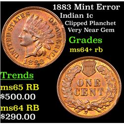 1883 Mint Error Indian Cent 1c Grades Choice+ Unc RB