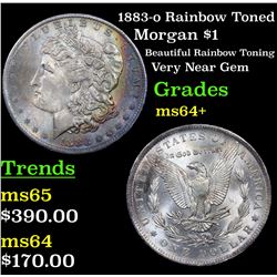 1883-o Rainbow Toned Morgan Dollar $1 Grades Choice+ Unc