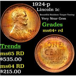 1924-p Lincoln Cent 1c Grades Choice+ Unc RD