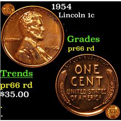 Proof 1954 Lincoln Cent 1c Grades Gem+ Proof Red