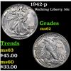 Image 1 : 1942-p Walking Liberty Half Dollar 50c Grades Select Unc
