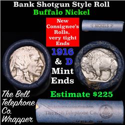 Buffalo Nickel Shotgun Roll in Old Bank Style 'Bell Telephone'  Wrapper 1916 & d Mint Ends
