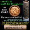 Image 1 : ***Auction Highlight*** Uncirculated 1c orig shotgun roll, 1954-d in old Brink's wrapper (fc)