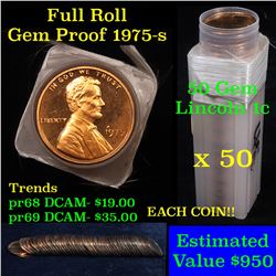 ***Auction Highlight*** Proof 1975-s Lincoln cent 1c roll, 50 pieces (fc) (fc)
