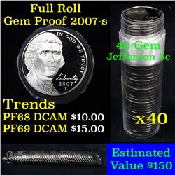 Proof 2007-s Jefferson nickel 5c roll, 40 pieces