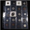 Image 1 : Page of 20 Mixed coins Mercury 10c, Braided Hair 1c, Washington 25c, Jefferson 5c, Indian 1c, Libert