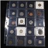 Image 1 : Page of 20 Mixed coins Mercury 10c, Braided Hair 1c, Washington 25c, Jefferson 5c, Indian 1c, Libert