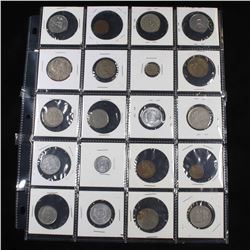 Page of 20 Mixed Foreign coins