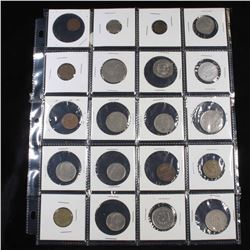 Page of 20 Mixed Foreign coins