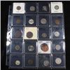 Image 1 : Page of 20 Mixed coins Mercury 10c, Braided Hair 1c, Washington 25c, Jefferson 5c, Indian 1c, Libert