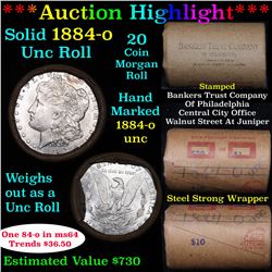 ***Auction Highlight*** 1884-o Uncirculated Morgan Dollar Shotgun Roll (fc)