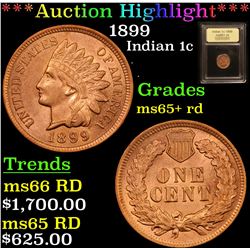 ***Auction Highlight*** 1899 Indian Cent 1c Graded Gem+ Unc RD By USCG (fc)