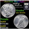 ***Auction Highlight*** 1928-p Peace Dollar $1 Graded Unc Details By USCG (fc)