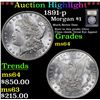 Image 1 : ***Auction Highlight*** 1891-p Morgan Dollar $1 Graded Choice Unc By USCG (fc)