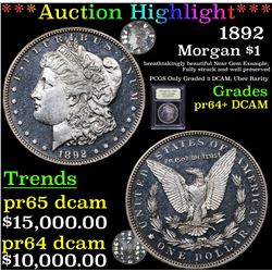 Proof ***Auction Highlight*** 1892 Morgan Dollar $1 Graded Choice+ Proof Deep Cameo By USCG (fc)