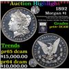 Image 1 : Proof ***Auction Highlight*** 1892 Morgan Dollar $1 Graded Choice+ Proof Deep Cameo By USCG (fc)