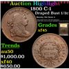 Image 1 : ***Auction Highlight*** 1800 C-1 Draped Bust Half Cent 1/2c Graded xf+ By USCG (fc)
