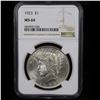 Image 2 : NGC 1923-p Peace Dollar $1 Graded ms64 By NGC