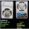 Image 1 : 1886-p Morgan Dollar $1 Graded ms64 By NGC