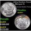 Image 1 : 1886-p Rainbow Toned Morgan Dollar $1 Grades Choice+ Unc