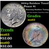 Image 1 : 1924-p Rainbow Toned Peace Dollar $1 Grades Select Unc
