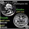 Image 1 : Proof 1956 Washington Quarter 25c Grades GEM++ Proof Cameo