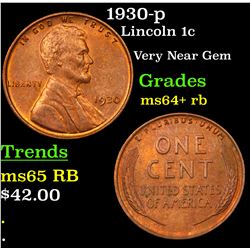 1930-p Lincoln Cent 1c Grades Choice+ Unc RB