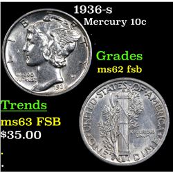 1936-s Mercury Dime 10c Grades Select Unc FSB