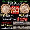 Image 1 : Mixed small cents 1c orig shotgun roll, 1917-d Wheat Cent, 1895 Indian Cent other end, McDonalds Wra