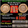 Image 1 : Mixed small cents 1c orig shotgun roll, 1919-s Wheat Cent, 1895 Indian Cent other end,McDnalds Wrapp