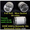 Image 1 : 2000-p $10 Mint Rolled Kennedy Half Dollar Shotgun Roll