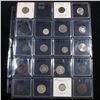 Image 1 : Page of 20 Mixed coins Mercury 10c, Braided Hair 1c, Washington 25c, Jefferson 5c, Indian 1c, Seated