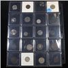 Image 2 : Page of 20 Mixed coins Mercury 10c, Braided Hair 1c, Washington 25c, Jefferson 5c, Indian 1c, Seated