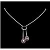 Image 1 : 1.20 ctw Ruby and Diamond Necklace - 18KT White Gold