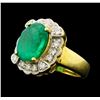 Image 1 : 4.80 ctw Emerald And Diamond Ring - 14KT Yellow Gold With Rhodium Plating