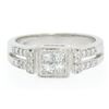 Image 1 : Modern 18k White Gold Princess & Pave Diamond Band Ring in Invisible Setting