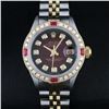 Image 1 : Rolex Ladies 2 Tone 18K Gold Bezel Red Vignette Diamond & Ruby Datejust Wristwat