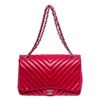 Image 3 : Chanel Red Chevron Quilted Leather Maxi Flap Bag