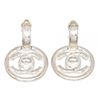 Image 2 : Chanel Silver CC Dangle Clip-On Earrings