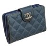 Image 3 : Chanel Blue Quilted Patent Leather Compact Wallet