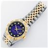 Image 7 : Rolex Mens 2 Tone 14K Blue Vignette String Pyramid Diamond Datejust Wristwatch