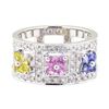 Image 2 : 1.61 ctw Multi-Colored Sapphire and Diamond Ring - 14KT White Gold