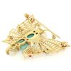 Image 6 : 14k Yellow Gold Open Turquoise Pearl Sapphire Ruby Diamond Butterfly Brooch Pin