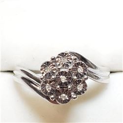 Silver 7 Diamond Ring (~Size 7) (~weight 3.78g), Suggested Retail Value $180