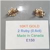 Image 3 : 10K Yellow Gold Ruby(1.2ct) Earrings, Made in Canada, Suggested Retail Value $300