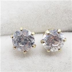 10K Yellow Gold Cz (6 Claw Setting) Earrings (~weight 1.2g), Suggested Retail Value $240