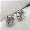 Image 2 : 10K Yellow Gold Cz (6 Claw Setting) Earrings (~weight 1.2g), Suggested Retail Value $240