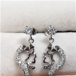 Silver Cubic Zirconia Earrings (~weight 2.75g), Suggested Retail Value $100